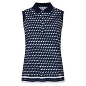 Rohnisch Ladies Deni S/Less Polo Shirt Small Flamingo - Aop - Navy T401 image