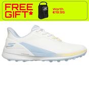 Skechers Ladies Pure Spikeless Shoes 5 White Light Blue Yellow image