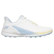Skechers Ladies Pure Spikeless Shoes 4 White Light Blue Yellow image