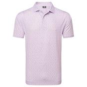 FootJoy Gents Floral Sketch Print Lisle Polo Medium PINK LEMONADE