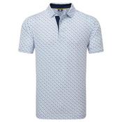 FootJoy Gents Figure Print Lisle Polo Small White - Navy
