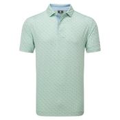FootJoy Gents Figure Print Lisle Polo Small Pistachio Blue Jay