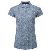 FootJoy Ladies Animal Print Cap Sleeve Lisle Shi Small Skyway - White - Navy