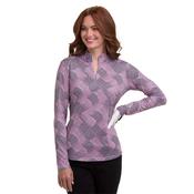 EPNY Ladies Dot Ribbon Swirl Zip Mock XSmall Rosebud Multi image