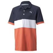 Puma Boys Cloudspun Highway Polo 7/8 Youths Navy Blazer  - Hot Coral