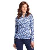 EPNY Ladies Bargelo Print Zip Polo Large Inky Multi