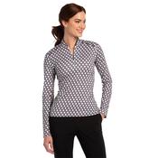 EPNY Ladies L/S Geo Print Zip Mandarin Polo XSmall White - Multi image