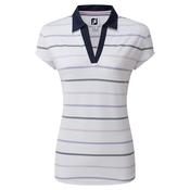 FootJoy Ladies Birdseye Stripe S Jacquard Polo XSmall White - Navy image