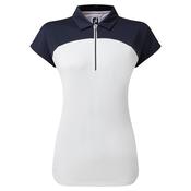 FootJoy Ladies Cap Sleeve C Block Lisle Polo XSmall Navy - White image