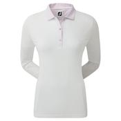 FootJoy Ladies Houndstooth T 3/4 Sleeve Lisle Medium WHITE PURPLE CLOUD image