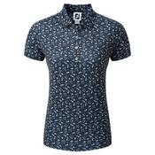 FootJoy Ladies Floral P Lisle Polo XSmall Navy - White image