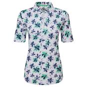 FootJoy Ladies Half-Sleeve Floral Print XSmall LAVENDER MINT NAVY image