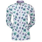 FootJoy Ladies Floral Print Full-Zip Midlayer Large LAVENDER MINT NAVY image