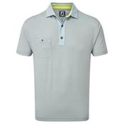 FootJoy Gents Heather Pinstripe Shirt Small White - Grey