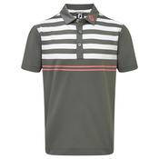 FootJoy Junior Pique Eng Strip Top Medium Green - White image