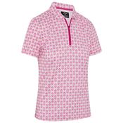 Callaway Ladies Deco Geo Print Mesh Insert Polo XSmall Fuchsia Purple 657 image