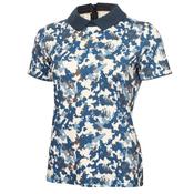 Calvin Klein Golf Ladies Alba Printed Polo Small Buttercream / Dark Denim image