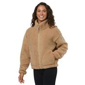 Gym + Coffee Ladies Industry Fleece H/Collar Jacket Small Sandstone
