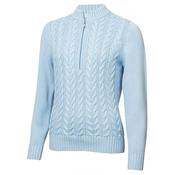 Green Lamb Half Zip Chuncky Cable Sweater 10 Baby Blue