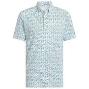 adidas Gents Ult 365 Micro Argyle Polo Small White/Pure Teal