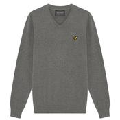 Lyle &amp; Scott Gents V Neck Pullover Medium Mid Grey Marl T28