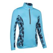 Glenmuir Ladies Carina Zip Neck Mid Layer Small Aqua - Black Tropical
