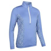Glenmuir Ladies Carina Zip Neck Mid Layer Small Light Blue Flowers image