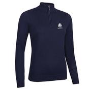 Glenmuir Ladies Ava Zip Neck Cotton Sweater RC Small Navy image