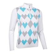 Glenmuir Ladies Bonnie Zip Neck Sweater Small White - Aqua image