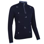Glenmuir Ladies Lily 1/4 Zip Sweater Small Navy/Light Blue image