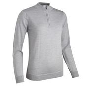 Glenmuir Ladies Amira Zip Neck Merino Sweater Small Light Grey - Marl image