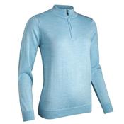 Glenmuir Ladies Amira Zip Neck Merino Sweater Small Paradise Marl image
