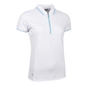 Glenmuir Ladies Stella Mesh Panel Polo Small White - Aqua image