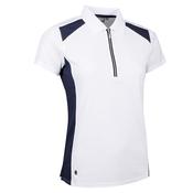 Glenmuir Ladies Sandi Contrast Polo Small White - Navy