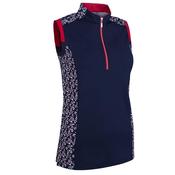 Glenmuir Ladies Alice SL Shirt Small Navy/Garnet Flowers image