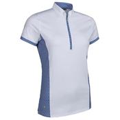 Glenmuir Ladies  Masie Zip Neck Prntd  Panel Shir Small White/Tahiti Mosaic image