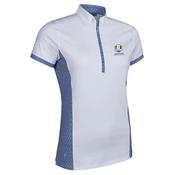 Glenmuir Ladies  Masie Zip Neck Prntd  Panel Shir Small White/Tahiti Mosaic image