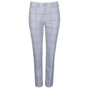 Glenmuir Ladies Kaley Stretch Trs 14 - Short Lt Grey - White Check