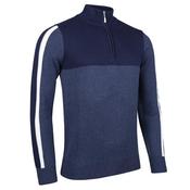 Glenmuir Gents Biggar Zip Neck Sweater Small Navy - Marl - White image