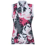Ping Ladies Olive Sleeveless Polo 10 Pink Blossom Multi