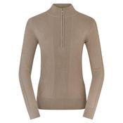 Pure Golf Ladies Sorrell Cable Knit 1/4 Zip Lined Medium Cappuccino