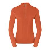 Pure Golf Ladies Sorrell Cable Knit 1/4 Zip Lined Medium Ember Orange