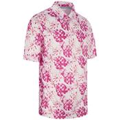 Proquip Gents Sub7 Leaf Print Polo Small White - Festival Fushia