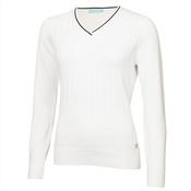 Green Lamb Madison Cable V-Neck Sweater 18 White image