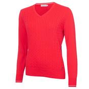 Green Lamb Nellie Cable Vee Neck Sweater 8 Poppy image