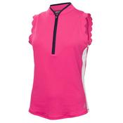 Green Lamb Odette Scalloped S/less Polo 8 Raspberry / Pink