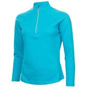 Green Lamb Olive Zip Neck Textured L/Sleeve Top 8 Peacock Blue