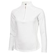 Green Lamb Olive Zip Neck Textured L/Sleeve Top 8 White