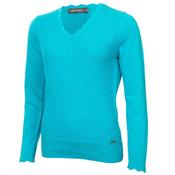 Green Lamb Oonagh Trellis Vee Neck Sweater 8 Peacock Blue