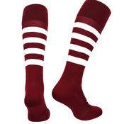 Atak Full Leg Hooped Socks - Adult - Maroon/White image